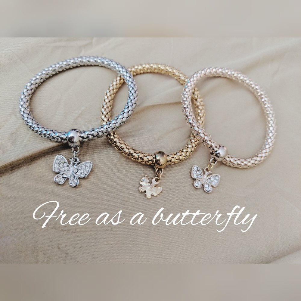 Trio of Life Stretchy Bracelets 🎵🧿♥️🦋 - Picture 7 of 8